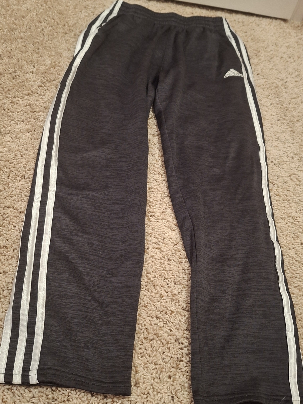 adidas Kids Charcoal Joggers with White Side Stripes